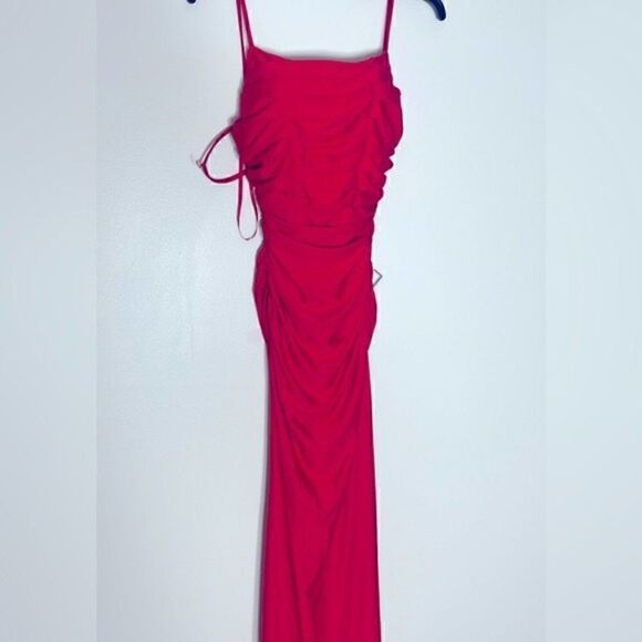 B DARLIN Cowl Neck Shirred Gown Juniors 3/4 Black Solid Sleeveless Back Zipped - Picture 8 of 9